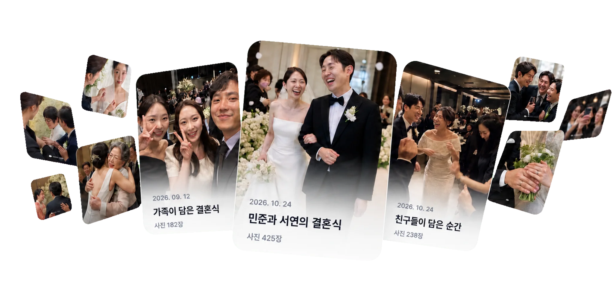 Wedding photos gathered into app album thumbnails
